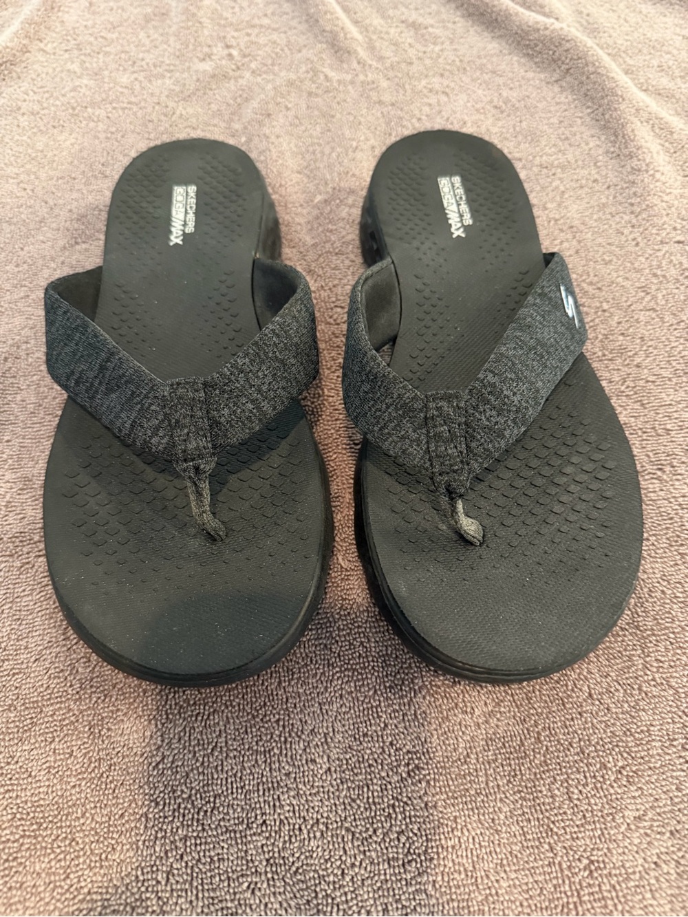 Skechers Gray and Black Comfort Foam Flip Flops